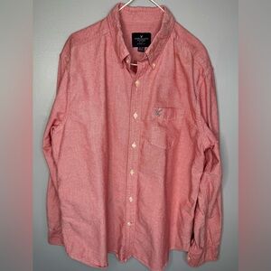 American Eagle Outfitters Men's Casual Red Button Down Shirt